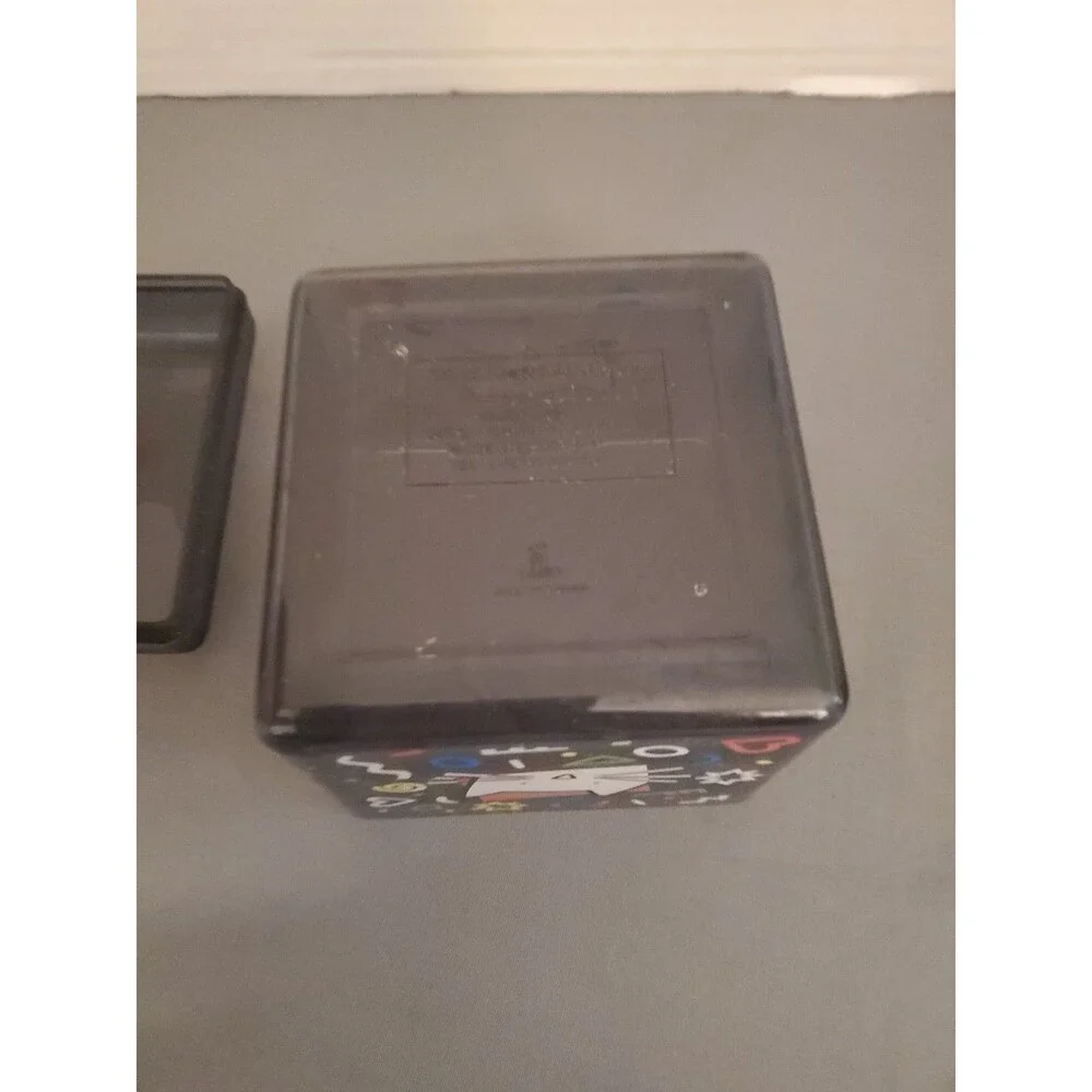 Vintage 90’s Sanrio Cat Clear Black Plastic Trinket Box With Pink Bow On Top